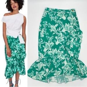 Floral Green Midi Skirt